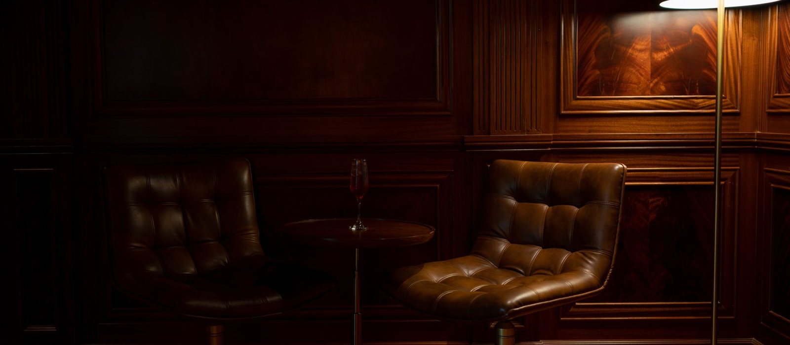 A private lounge in low light